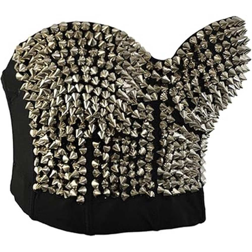 Zac's Alter Ego - Silver Spike Stud Bustier Korset top - Zilverkleurig/Zwart